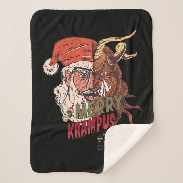 Cobertor Sherpa Feliz Krampus Papais noeis assustadores Natal horr (Frente)