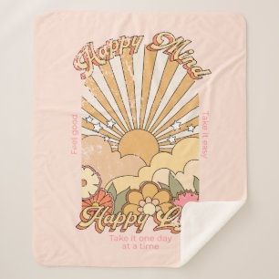 Cobertor Sherpa Feliz Mente Feliz Vida Hippy Groovy Vibes