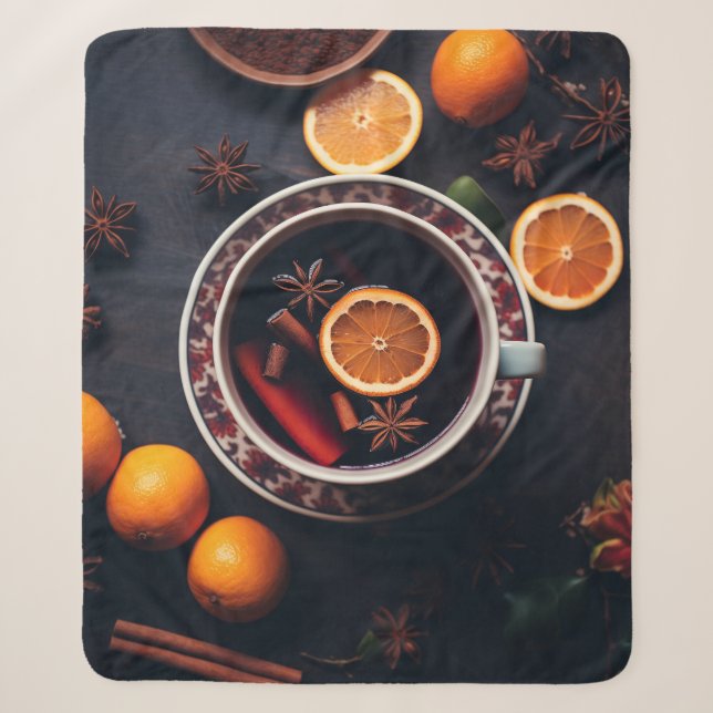 Cobertor Sherpa Feliz & Mulled | Cozy Holiday Drink (Frente)