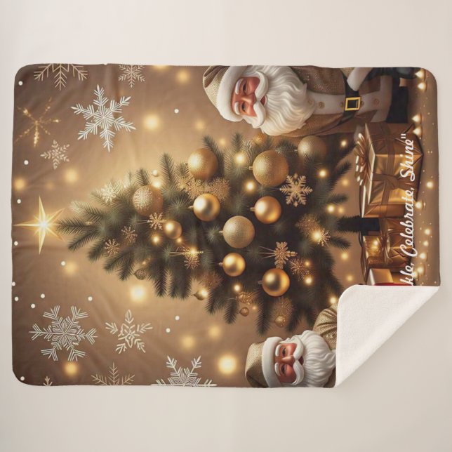 Cobertor Sherpa "Feliz Natal a Todos" (Frente (Horizontal))