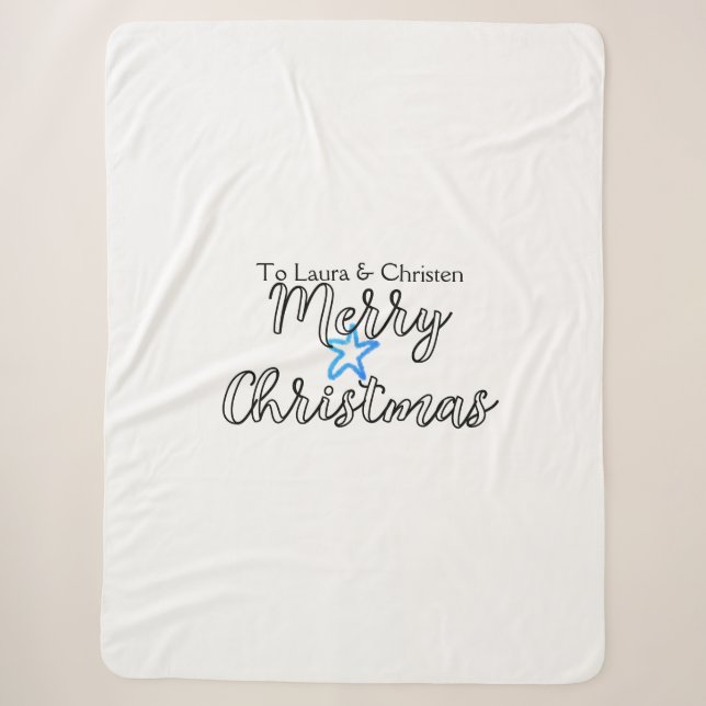 Cobertor Sherpa Feliz Natal adicionar nome texto presente personal (Frente)