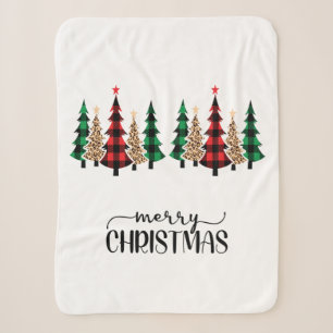 Cobertor Sherpa Feliz Natal Árvores Xadrez Vermelho Verde
