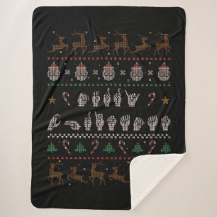 Cobertor Sherpa Feliz Natal - ASL American Sign Language II