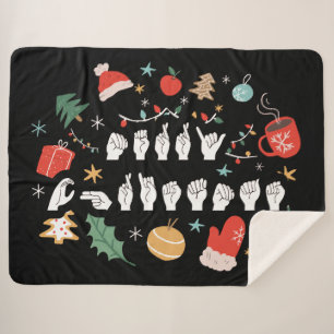 Cobertor Sherpa Feliz Natal - ASL American Sign Language III