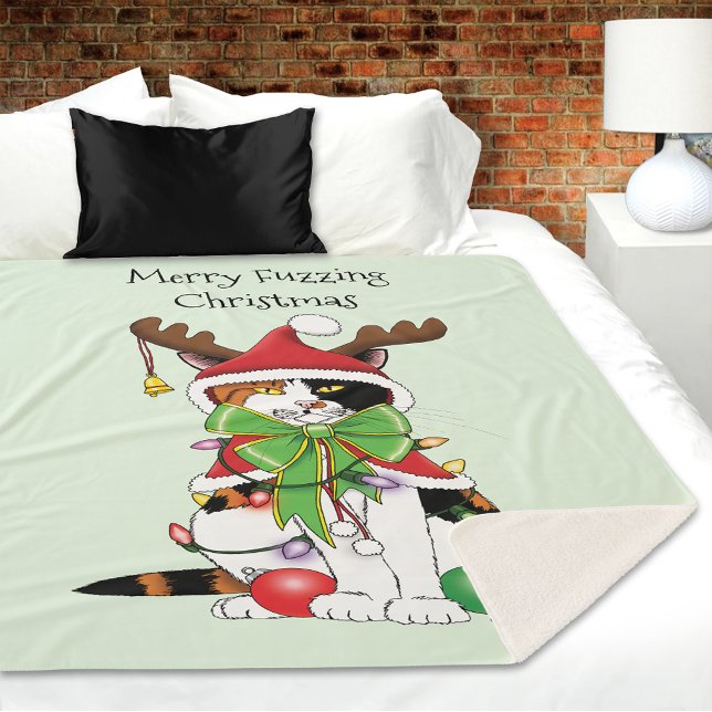 Cobertor Sherpa Feliz Natal Calico Cat (Criador carregado)