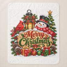 Feliz Natal Cardinal Snowman Lantern Feriado