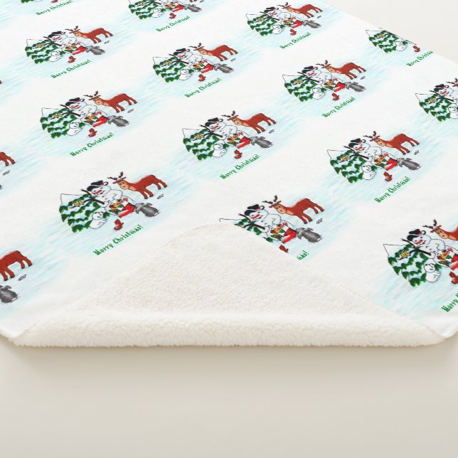 Cobertor Sherpa Feliz Natal! Neve com Amigos (3/4)