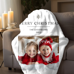 Cobertor Sherpa "Feliz Natal personalizado com foto e nome