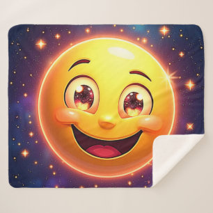 Cobertor Sherpa Feliz Olhos Cósmicos Emoji