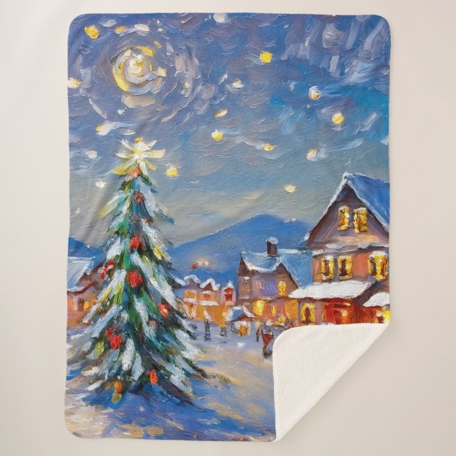 Cobertor Sherpa Feriado da vila de inverno (Frente)