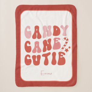 Cobertor Sherpa Feriado de Natal Cutie Candy Cane com Nome
