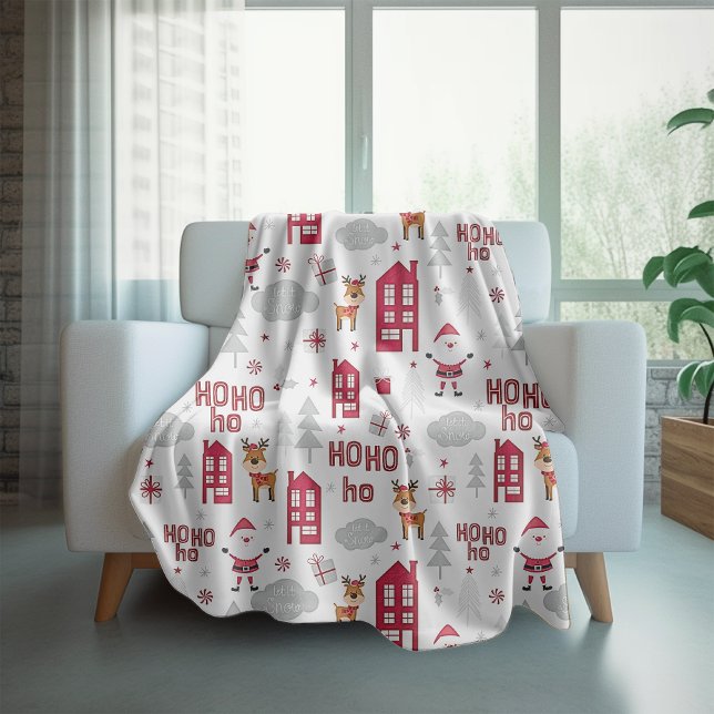 Cobertor Sherpa Feriados de inverno em Papais noeis de Natal bonit (Criador carregado)