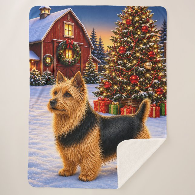 Cobertor Sherpa Férias do Australian Terrier  (Frente)