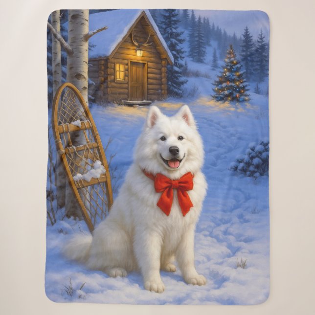 Cobertor Sherpa Férias Samoyed  (Frente)
