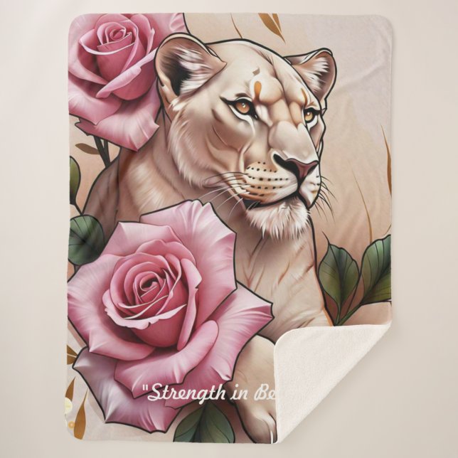 Cobertor Sherpa "Ferocidade Encontra Elegância" (Frente)