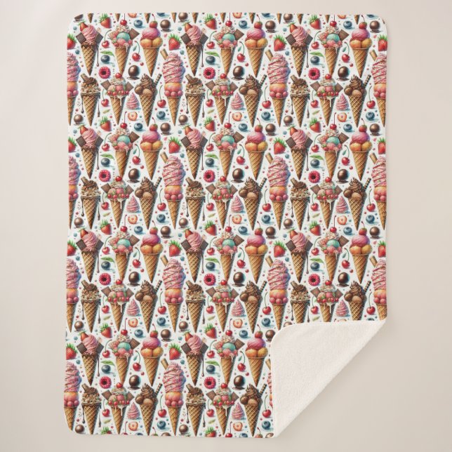 Cobertor Sherpa Festa da Sorveteria (Frente)