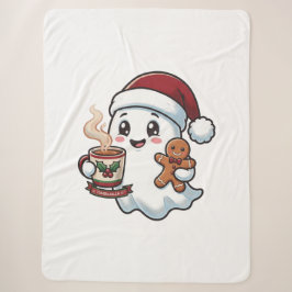 Cobertor Sherpa Festive Ghost – Christmas & Halloween Crossover