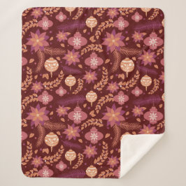 Cobertor Sherpa Festivo Poinsettia Natal Sherpa Blanket