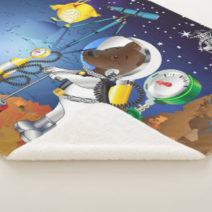 Cobertor Sherpa Filhote de cachorro no espaço uma alienígena com