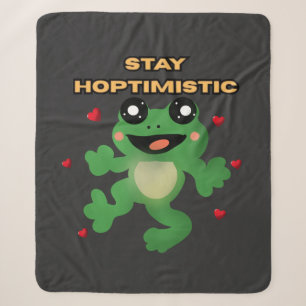 Cobertor Sherpa Fique Hoptimista Sapo Bonito Trocadilho Sapo Engra