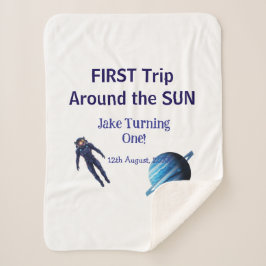 Cobertor Sherpa First trip around the sun planet astronaut birthda