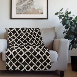 Cobertor Sherpa Fita Negra e de Marfim | Farmhouse Moderna