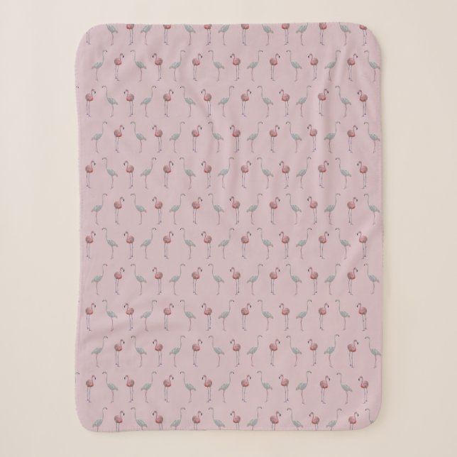 Cobertor Sherpa Flamingo Frenzy (Rosa Poeira) (Frente)