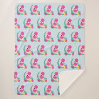 Flamingo rosa com melancia e abacaxi