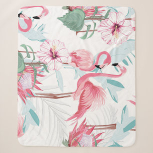 Cobertor Sherpa Flamingo Rosa: Flores Exóticas Sem Olhos.