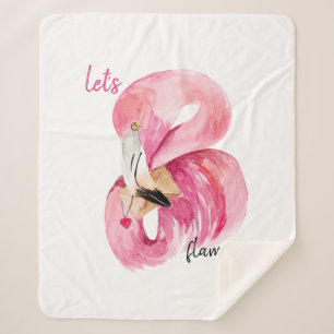 Cobertor Sherpa Flamingo Watercolor, Vamos Rosa Exótico Moderno