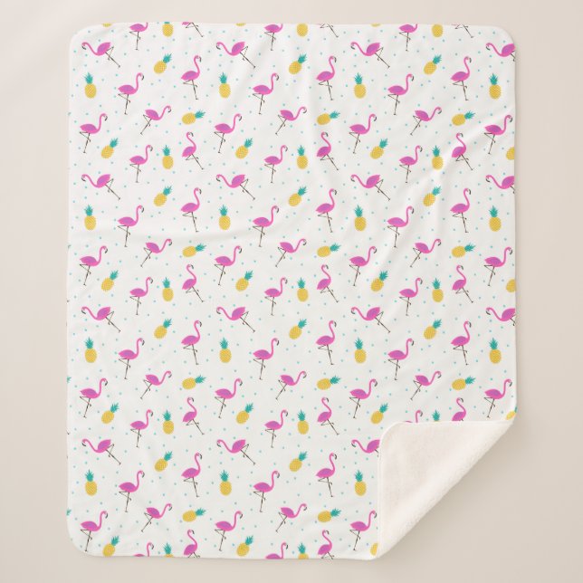 Cobertor Sherpa Flamingos de néon (Frente)