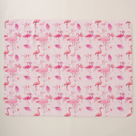 Cobertor Sherpa Flamingos Rosa Tropical Padrão Repetido 