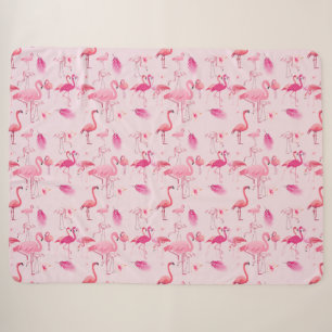 Cobertor Sherpa Flamingos Rosa Tropical Padrão Repetido 