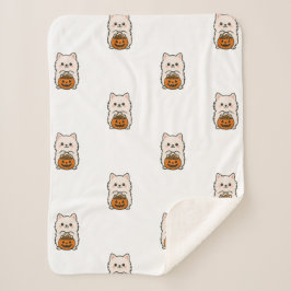 Cobertor Sherpa Fleecedeken Halloween – Schattige Pomeranian