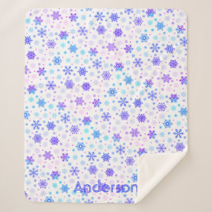Cobertor Sherpa Floco de neve Pastel Rosa e Azul Nome Personalizad
