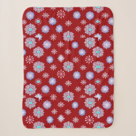 Cobertor Sherpa Flocos de Neve Antigos sobre Vermelho