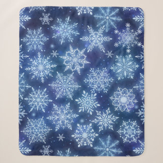 Cobertor Sherpa Flocos de Neve Magia de Inverno Céu Azul Profundo