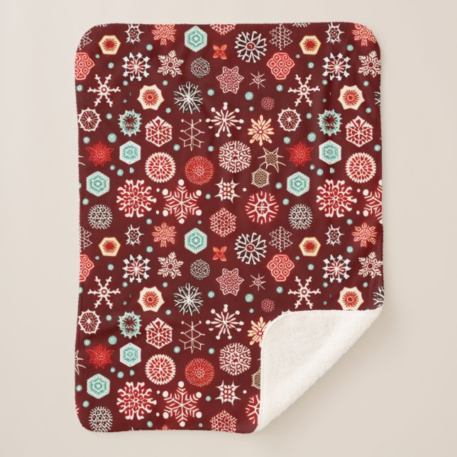 Cobertor Sherpa Flocos de neve na Borgonha (Frente)