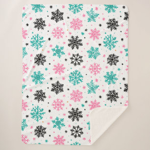 Cobertor Sherpa Flocos de neve retrô