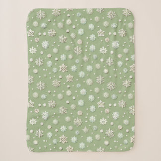 Cobertor Sherpa Flocos de Neve sobre Menta