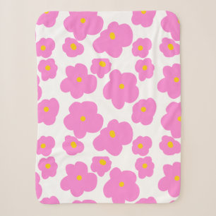 Cobertor Sherpa Flor amarela rosa margarida moderna padrão elegant