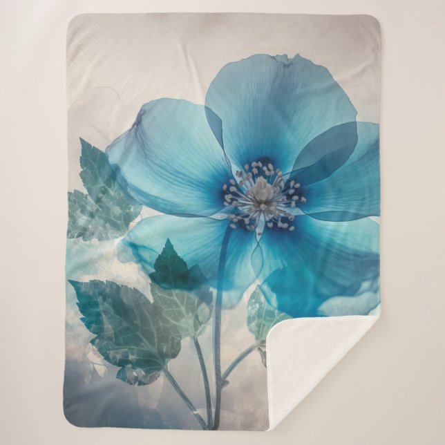 Cobertor Sherpa Flor Azul Eetéreo (Frente)