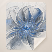 Flor de Arte Fracionada com Cinza Azul abstrato