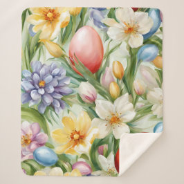 Cobertor Sherpa Flor de Maçã Gracioso, Tulipas e Ovos de Páscoa