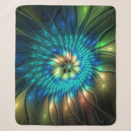 Cobertor Sherpa Flor Fantasia Luminosa, Fractal Abstrato Colorido