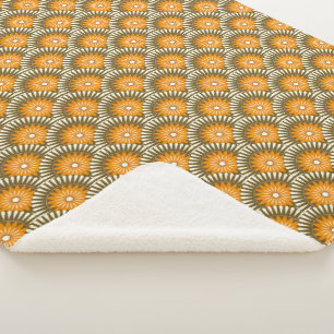 Cobertor Sherpa Flor retrógrado do nascer do sol - Laranja e casta