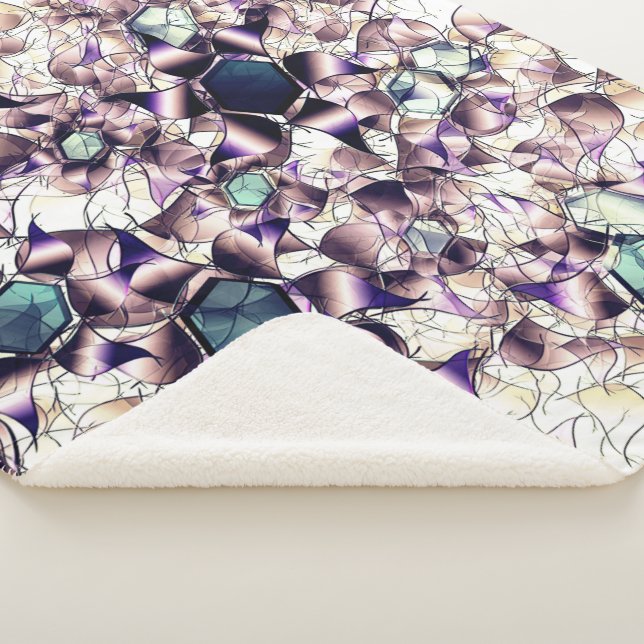 Cobertor Sherpa Flor virtual bagunçada em tons gradiente (3/4)
