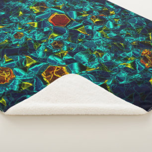 Cobertor Sherpa Flor virtual em azul gradiente, estilhaçada