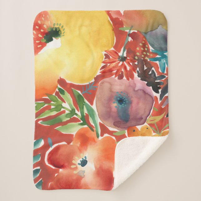 Cobertor Sherpa Florais Abundantes III (Frente)