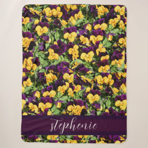 Cobertor Sherpa FLORAIS AMARELOS VERDE PURPOS Personalizados